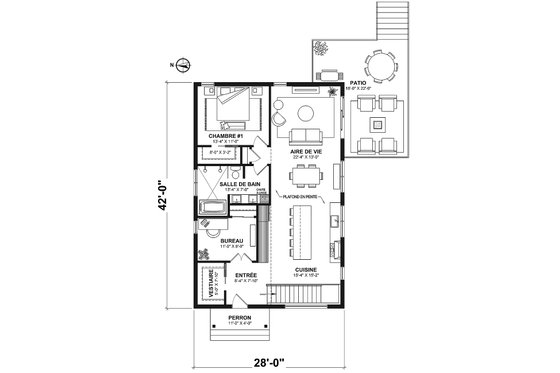 Floor Plan - Main Floor for Contemporary House Plan #23-2906 - 2 bed, 1 bath