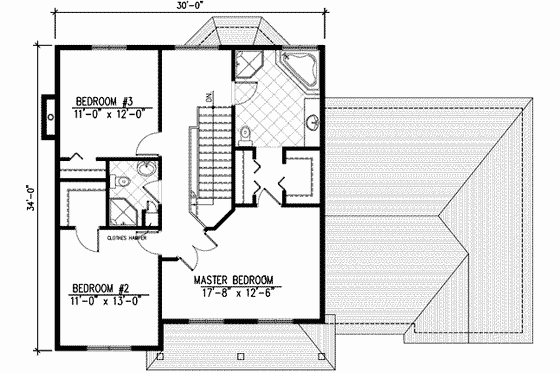 Floor Plan - Upper Floor for Traditional House Plan #138-108 - 3 bed, 2.5 bath