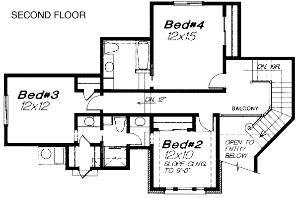European Floor Plan - Upper Floor Plan #310-184