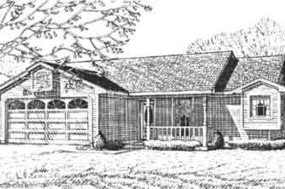 Exterior - Front Elevation for Ranch House Plan #410-181 - 3 bed, 2 bath