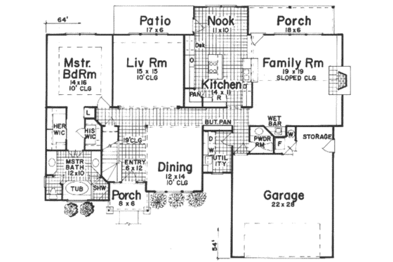 Floor Plan - Main Floor for European House Plan #52-152 - 3 bed, 3.5 bath