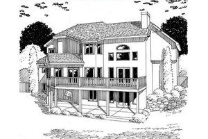 Exterior - Rear Elevation 1 for European House Plan #312-465 - 3 bed, 2.5 bath