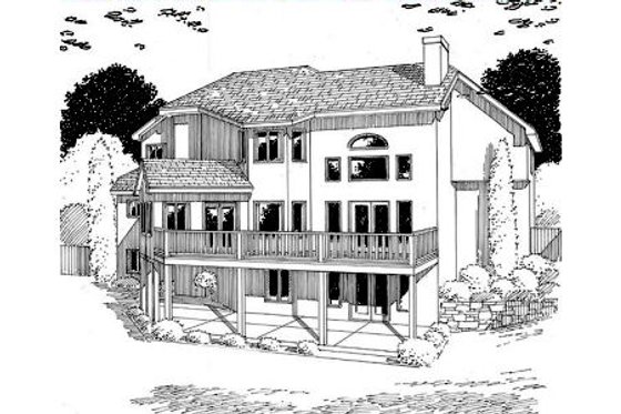 Exterior - Rear Elevation 1 for European House Plan #312-465 - 3 bed, 2.5 bath