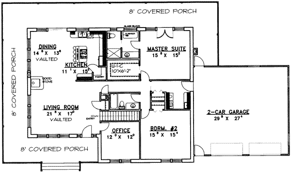 Architectural House Design - Floor Plan - Main Floor for Traditional House Plan #117-322 - 4 bed, 3 bath