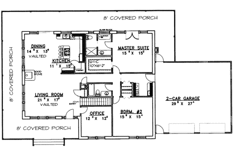 Architectural House Design - Floor Plan - Main Floor for Traditional House Plan #117-322 - 4 bed, 3 bath