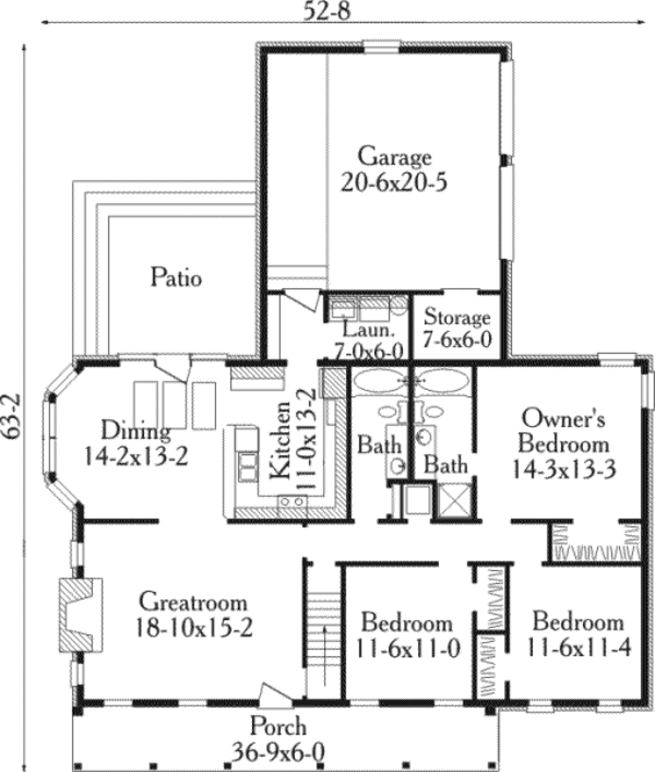 Southern Floor Plan - Main Floor Plan #406-221