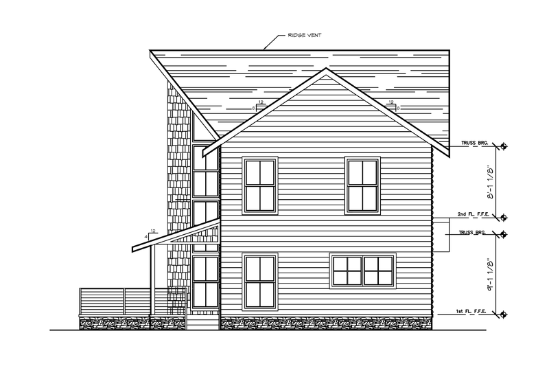 House Blueprint - Exterior - Other Elevation 3 for Traditional House Plan #123-117 - 2 bed, 2 bath