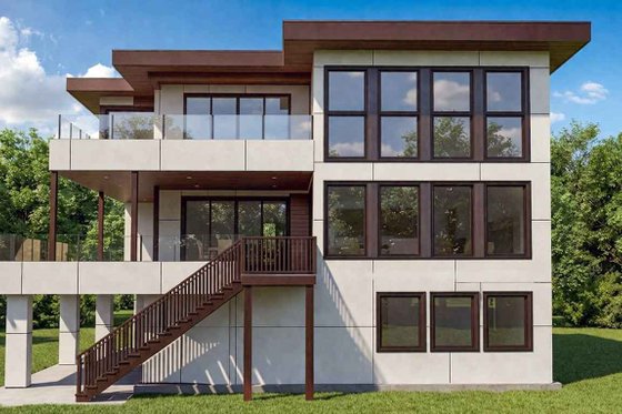 Exterior - Rear Elevation for Contemporary House Plan #1101-63 - 3 bed, 3.5 bath