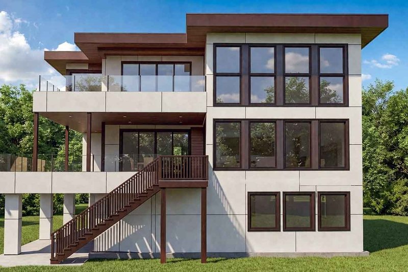 House Blueprint - Exterior - Rear Elevation for Contemporary House Plan #1101-63 - 3 bed, 3.5 bath