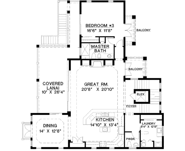 European Floor Plan - Upper Floor Plan #27-254