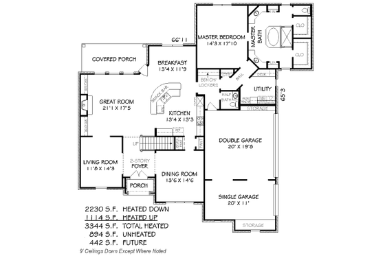 Floor Plan - Main Floor for European House Plan #424-34 - 5 bed, 3.5 bath