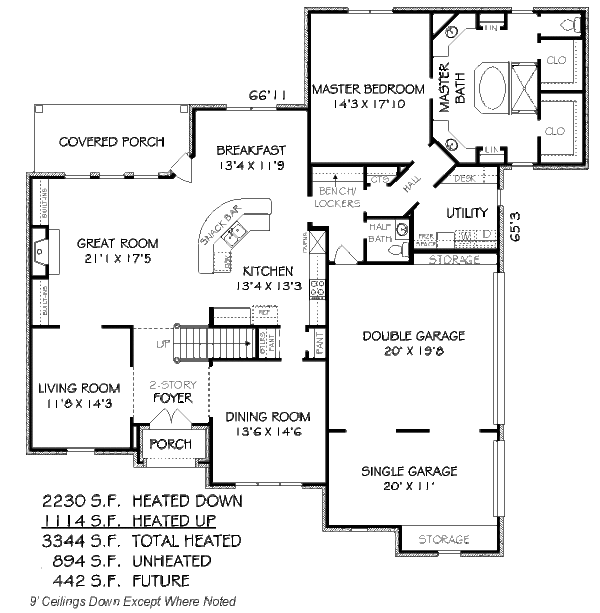 European Style House Plan - 5 Beds 3.5 Baths 3344 Sq/Ft Plan #424-34 ...