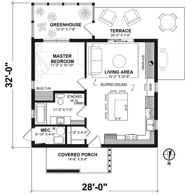 House Blueprint - Contemporary Floor Plan - Main Floor Plan #23-2872