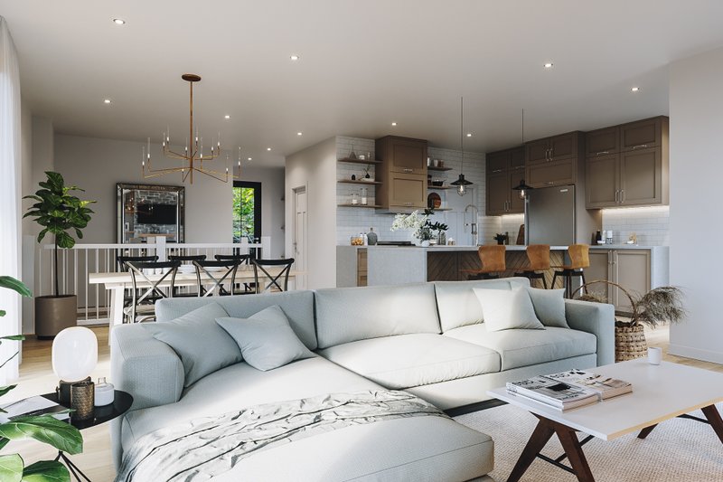 Architectural House Design - Interior - Family Room 2 for Farmhouse House Plan #23-2738 - 2 bed, 2.5 bath