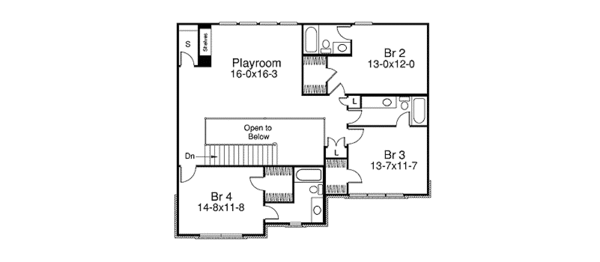 Traditional Floor Plan - Upper Floor Plan #57-357