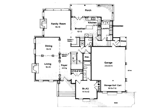 Floor Plan - Main Floor for European House Plan #41-167 - 3 bed, 3.5 bath