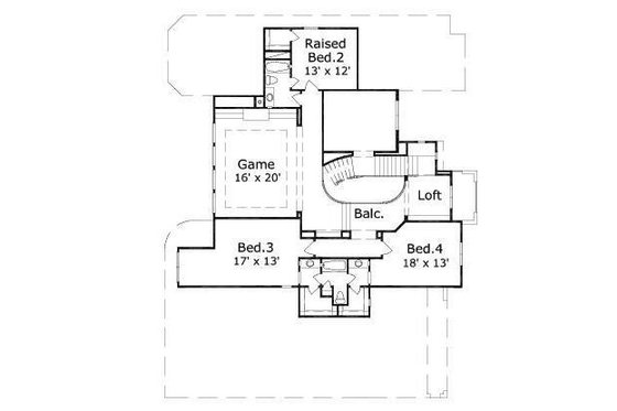 Floor Plan - Upper Floor for Mediterranean House Plan #411-229 - 4 bed, 3 bath