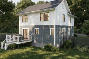 Exterior - Rear Elevation for Farmhouse House Plan #79-343 - 4 bed, 2.5 bath