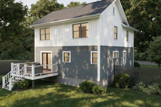 Exterior - Rear Elevation for Farmhouse House Plan #79-343 - 4 bed, 2.5 bath