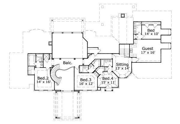 Traditional Floor Plan - Upper Floor Plan #411-758