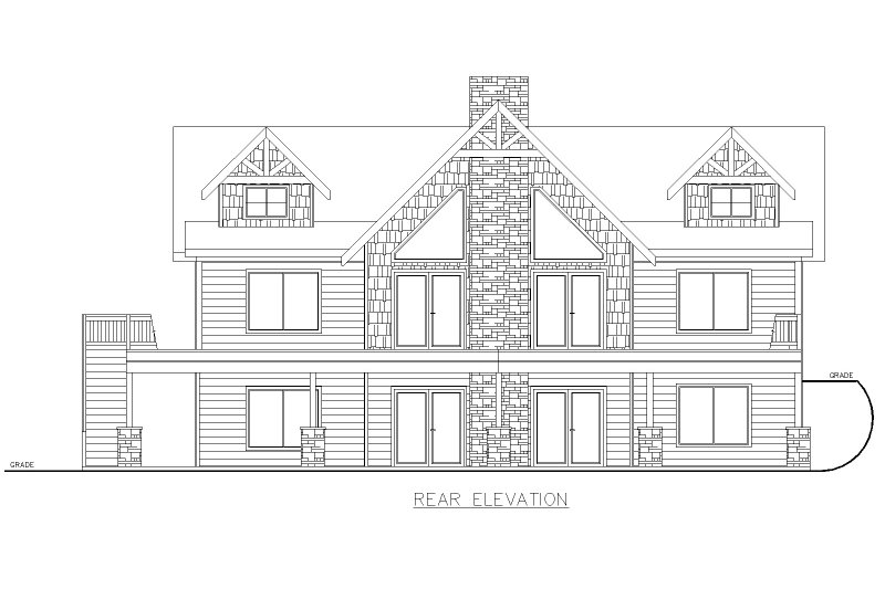 Architectural House Design - Exterior - Rear Elevation for Craftsman House Plan #117-1025 - 2 bed, 2.5 bath