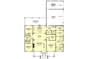 Floor Plan - Main Floor for Farmhouse House Plan #430-395 - 3 bed, 2.5 bath
