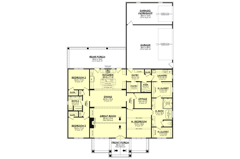 Dream House Plan - Floor Plan - Main Floor for Farmhouse House Plan #430-395 - 3 bed, 2.5 bath