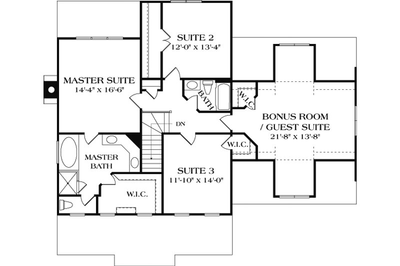 Dream House Plan - Floor Plan - Upper Floor for Craftsman House Plan #453-7 - 4 bed, 2.5 bath