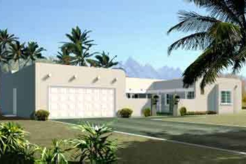 Architectural House Design - Adobe / Southwestern Exterior - Front Elevation Plan #1-1364