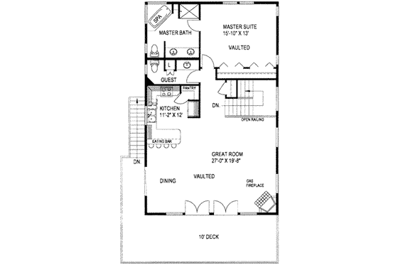 Floor Plan - Main Floor for Modern House Plan #117-195 - 3 bed, 3 bath