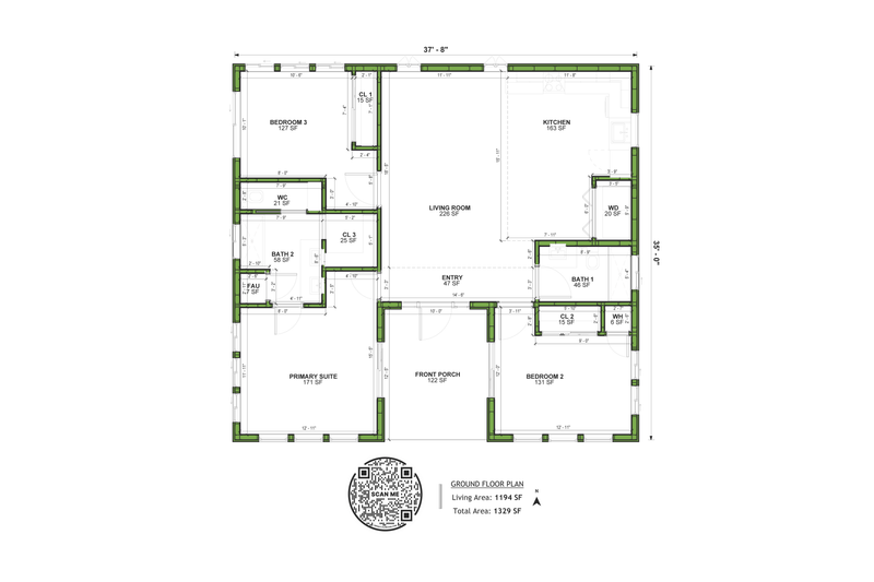 House Blueprint - Floor Plan - Main Floor for Traditional House Plan #1106-34 - 3 bed, 2 bath