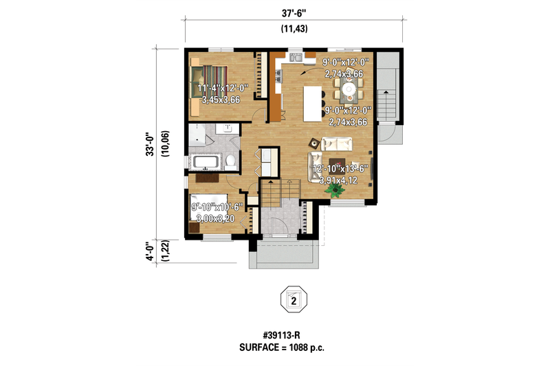 House Blueprint - Floor Plan - Main Floor 1 for Contemporary House Plan #25-4354 - 3 bed, 2 bath