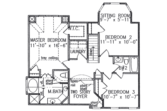 Floor Plan - Upper Floor for Farmhouse House Plan #54-129 - 3 bed, 2.5 bath