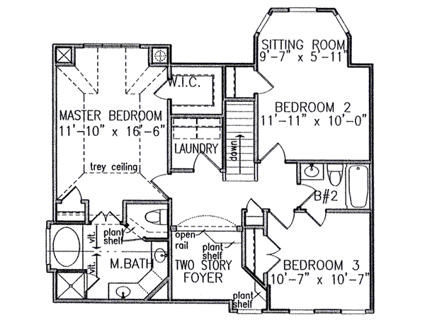 Farmhouse Floor Plan - Upper Floor Plan #54-129