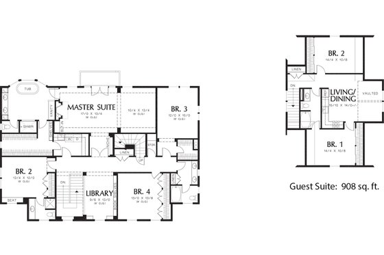 Floor Plan - Upper Floor for Colonial House Plan #48-663 - 4 bed, 3.5 bath