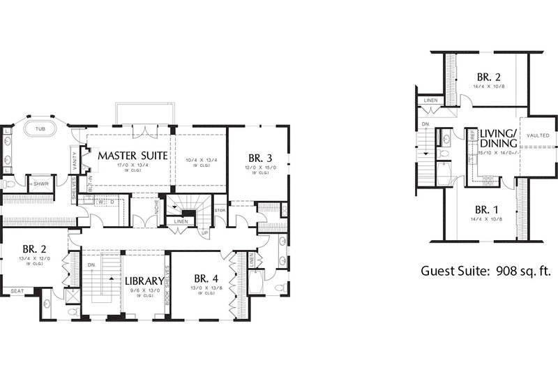 Dream House Plan - Floor Plan - Upper Floor for Colonial House Plan #48-663 - 4 bed, 3.5 bath