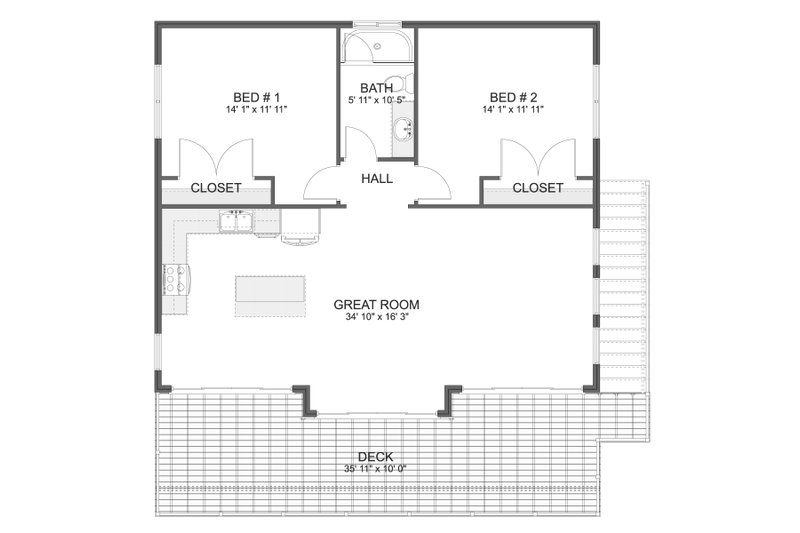 Architectural House Design - Floor Plan - Upper Floor for European House Plan #1060-325 - 2 bed, 1.5 bath