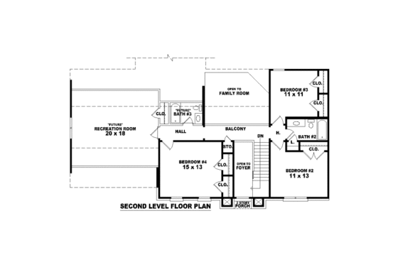 Floor Plan - Upper Floor for European House Plan #81-13702 - 4 bed, 2.5 bath