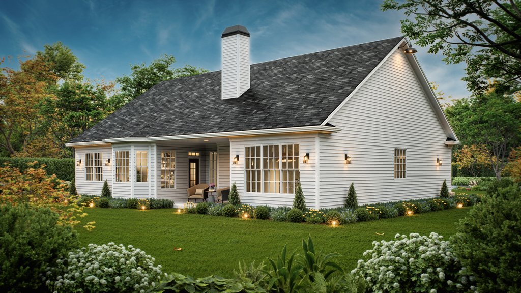 Exterior - Rear Elevation 1 for Traditional House Plan #54-693 - 3 bed, 2 bath