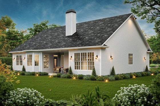 Exterior - Rear Elevation 1 for Traditional House Plan #54-693 - 3 bed, 2 bath