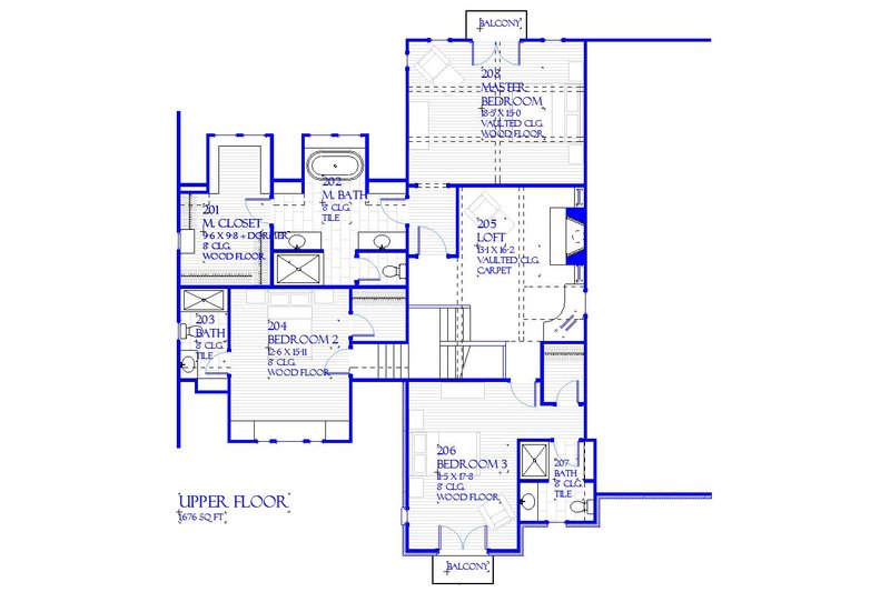 Architectural House Design - Floor Plan - Upper Floor for Tudor House Plan #901-141 - 3 bed, 3.5 bath