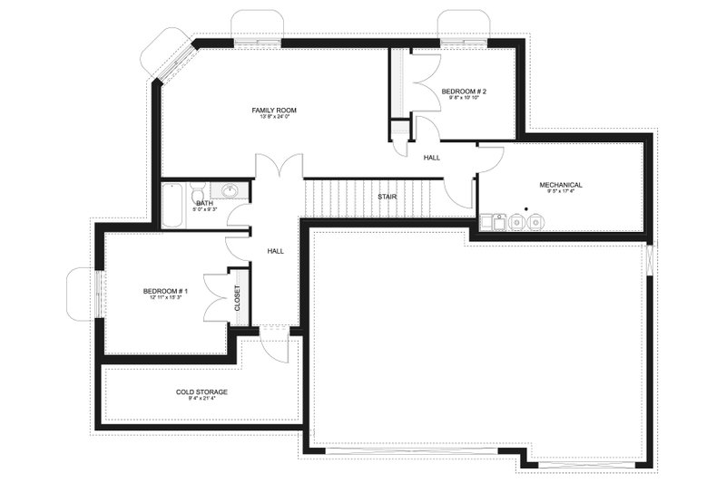House Plan Design - Floor Plan - Lower Floor for Craftsman House Plan #1060-65 - 3 bed, 2.5 bath