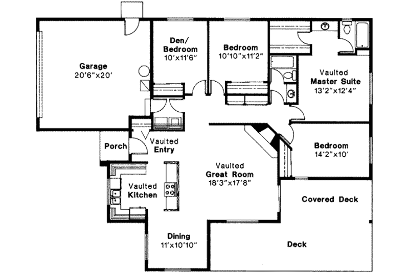 Home Plan - Floor Plan - Main Floor for Ranch House Plan #124-116 - 4 bed, 2 bath