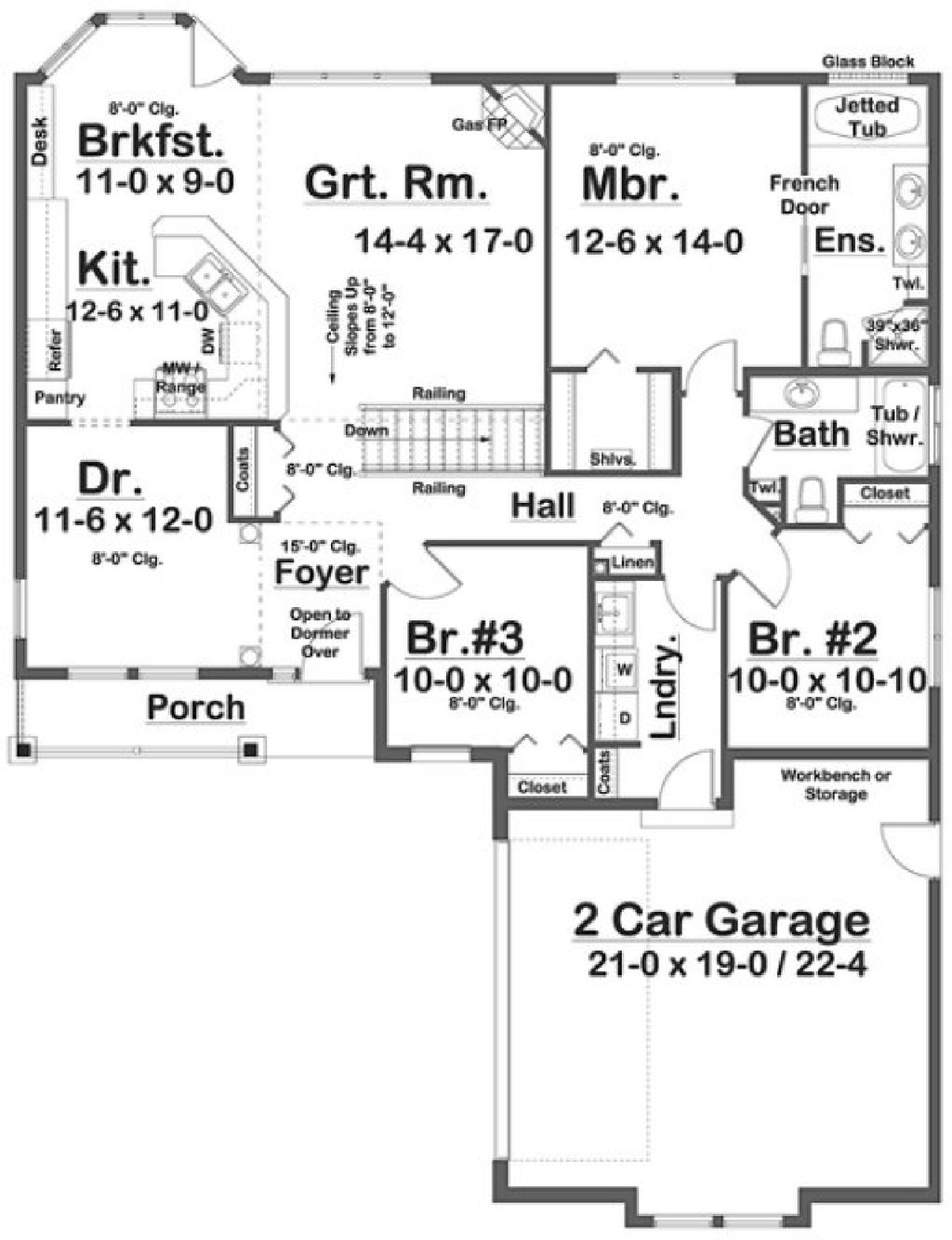 Floor Plan - Main Floor for Country House Plan #126-128 - 3 bed, 2 bath