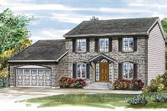 Exterior - Front Elevation for Colonial House Plan #47-130 - 4 bed, 2.5 bath