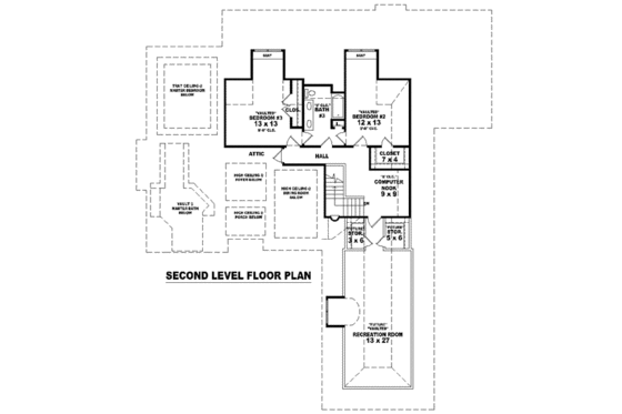Floor Plan - Upper Floor for European House Plan #81-1240 - 3 bed, 3 bath