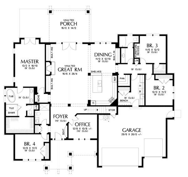 Craftsman Floor Plan - Main Floor Plan #48-681