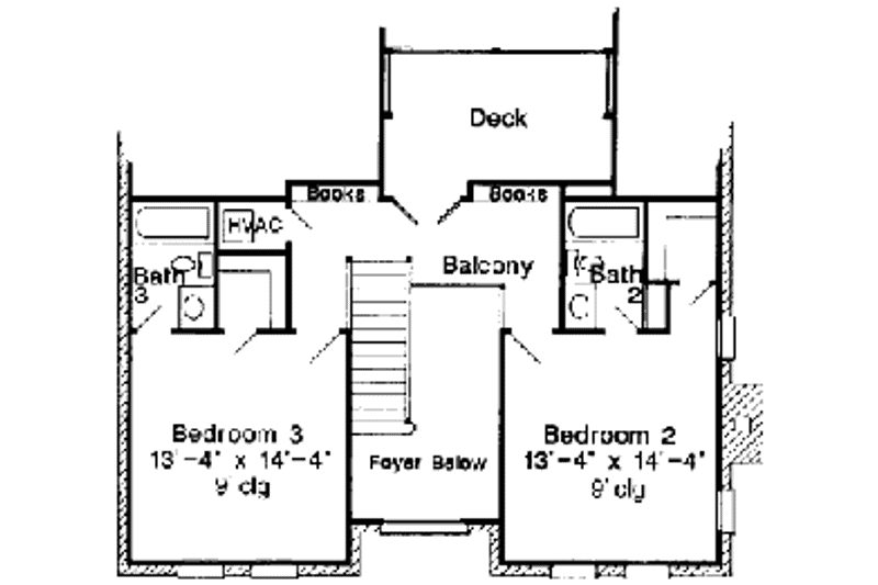 House Blueprint - Floor Plan - Upper Floor for European House Plan #410-126 - 3 bed, 3.5 bath