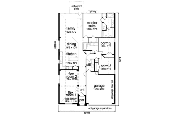 Floor Plan - Main Floor for Traditional House Plan #84-335 - 3 bed, 2 bath