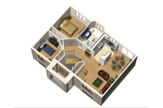 Floor Plan - Main Floor 1 for Traditional House Plan #25-4331 - 2 bed, 1 bath